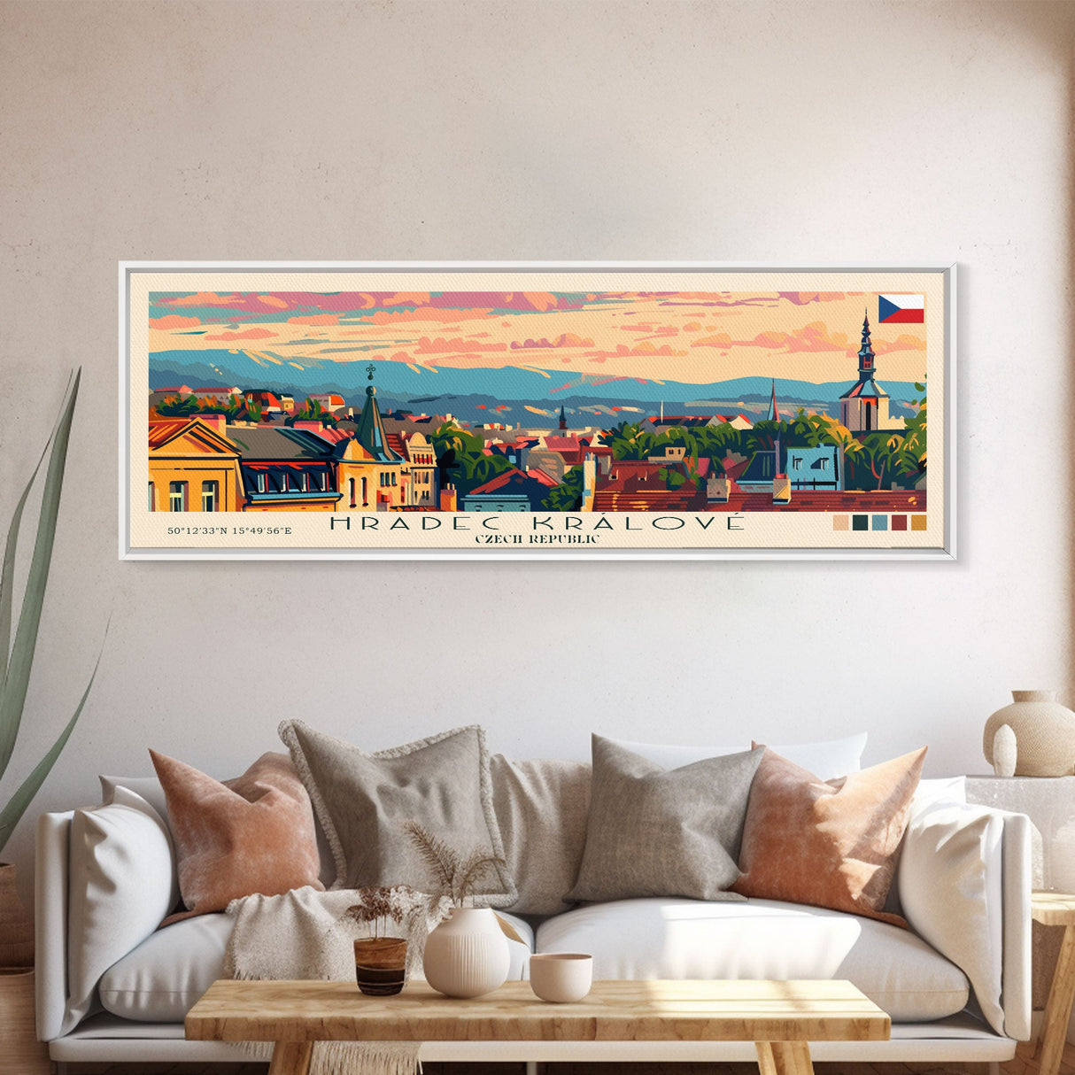 Hradec Czech Republic Travel Art, City Art, Framed Canvas Print or Metal Wall Art, Europe Travel Poster, Panoramic Wall Art, Extra Wide Wall Art