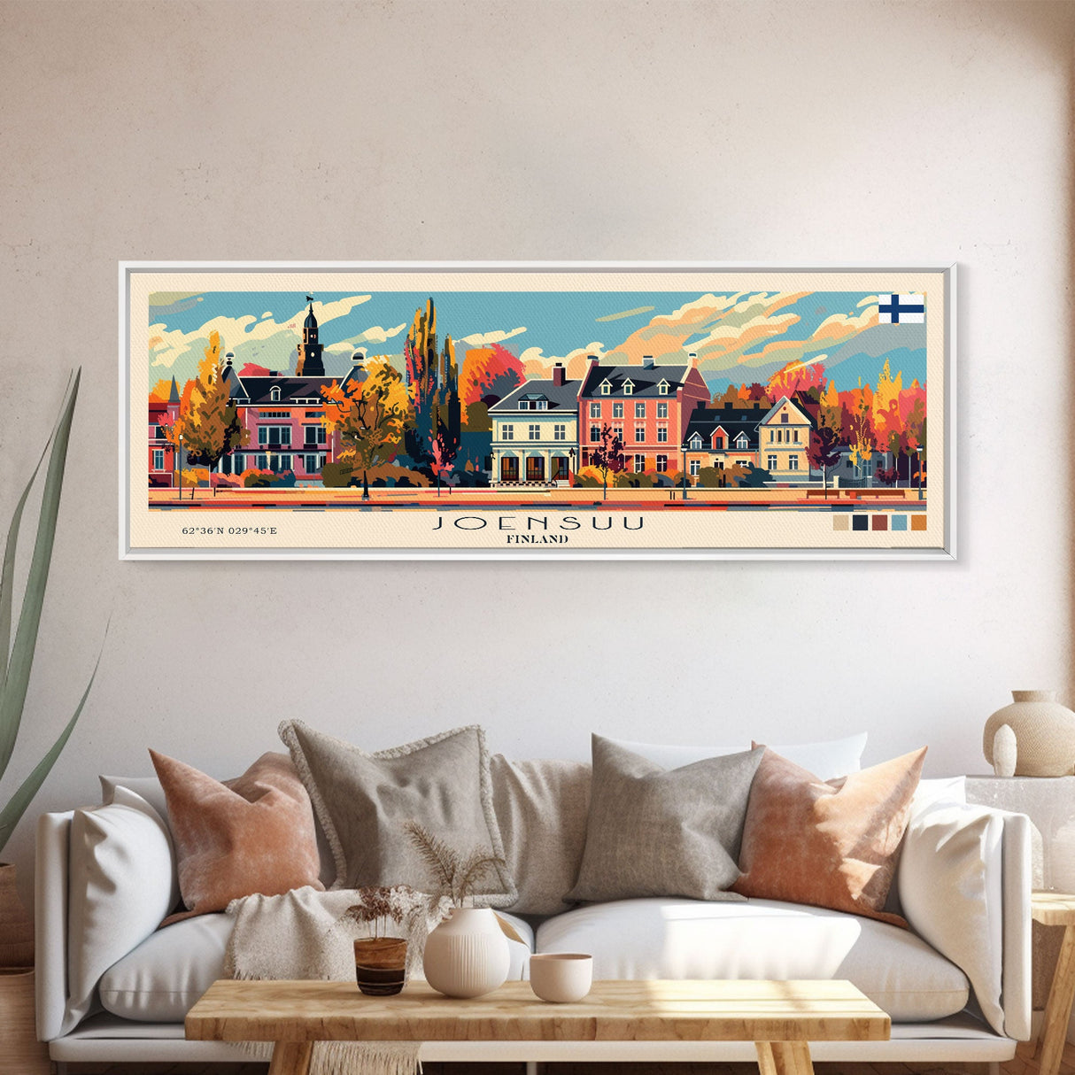 Joensuu Finland Wall Art, Panoramic Travel Poster, Panoramic Framed Canvas Print, City Wall Art, Wall Hanging Home Decor, Travel Art