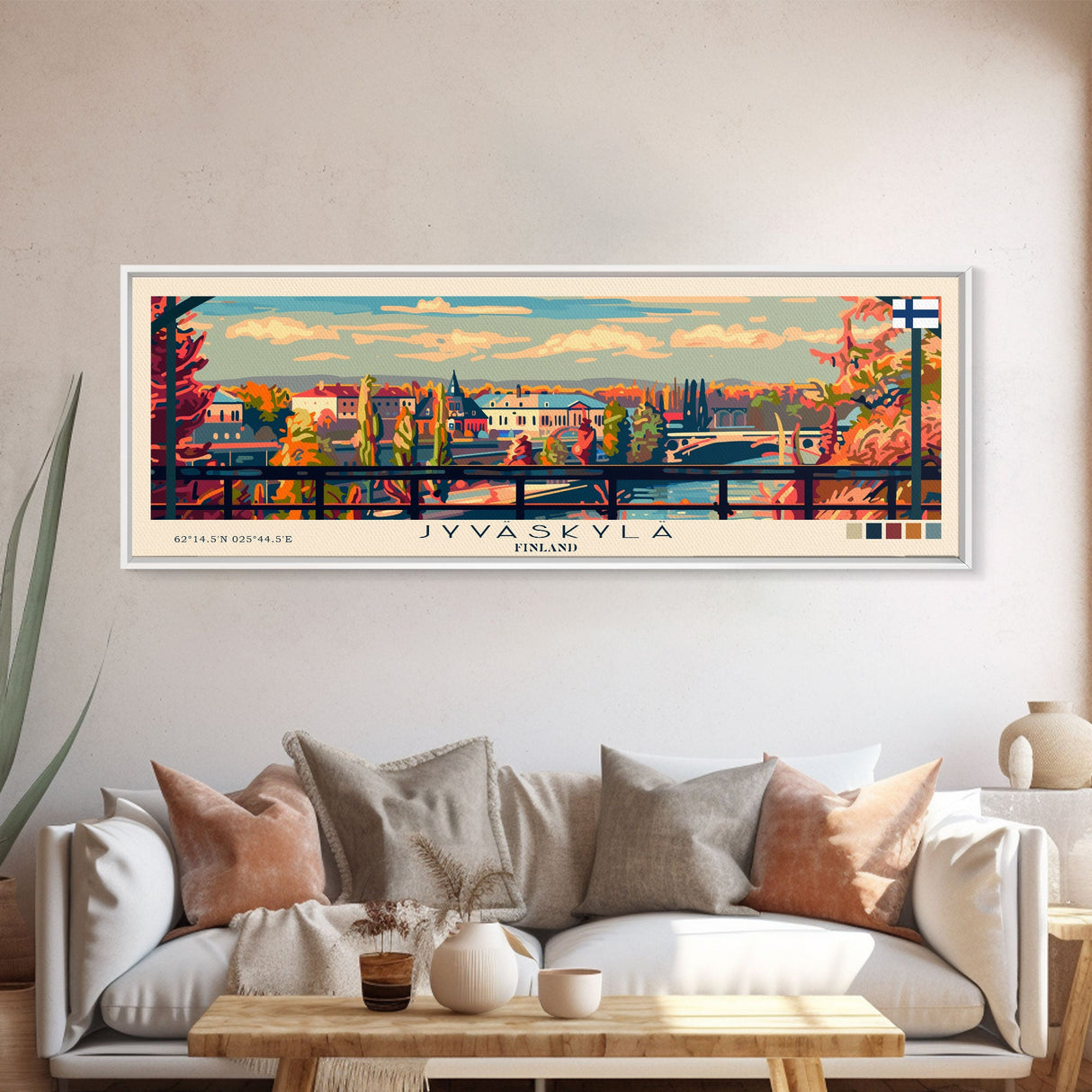 Jyvaskyla Finland Travel Art, City Art, Framed Canvas Print or Metal Wall Art, Europe Travel Poster, Panoramic Wall Art, Extra Wide Wall Art