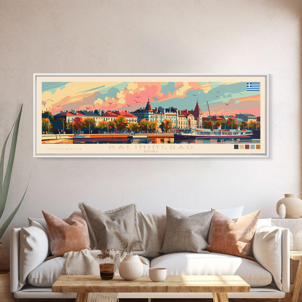 Kaliningrad Russia Travel Print Wall Art, Panoramic City Art, Travel Art, Wall Decor, Vacation Gift, Framed Canvas Print Or Metal Art