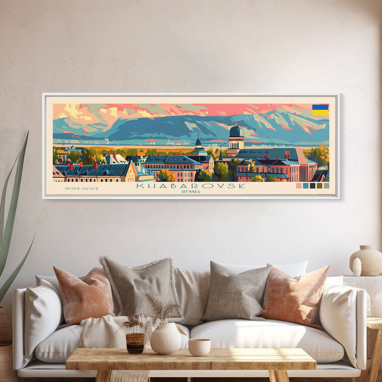 Khabarovsk Russia Travel Art, City Art, Framed Canvas Print or Metal Wall Art, Europe Travel Poster, Panoramic Wall Art, Extra Wide Wall Art