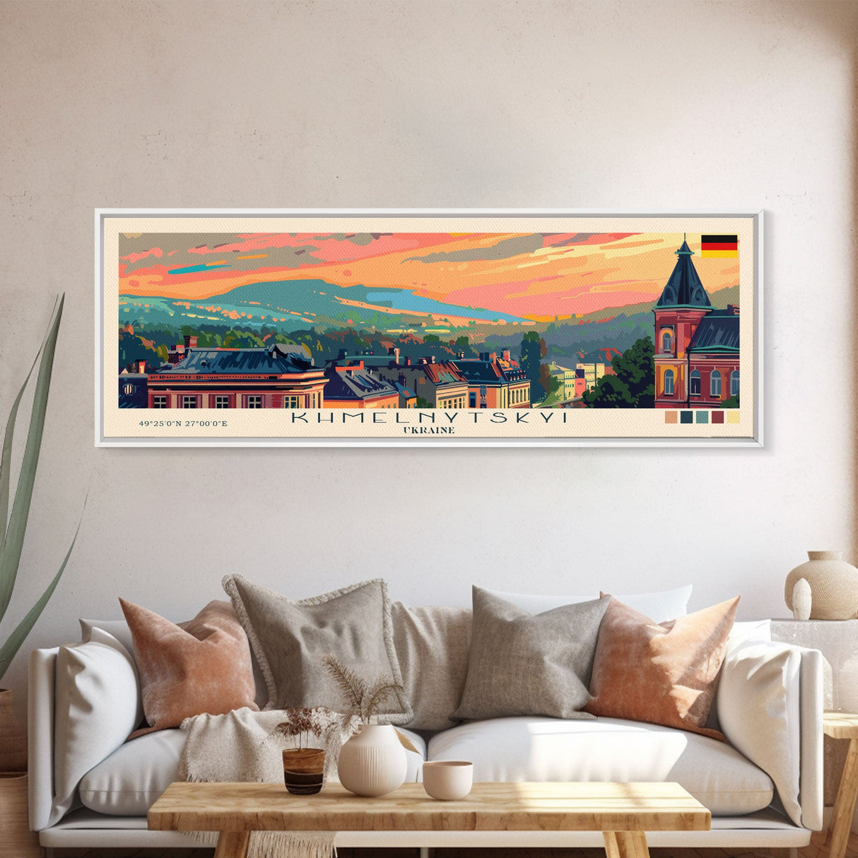 Khmelnytskyi Ukraine Travel Art, City Art, Framed Canvas Print or Metal Wall Art, Europe Travel Poster, Panoramic Wall Art, Extra Wide Wall Art