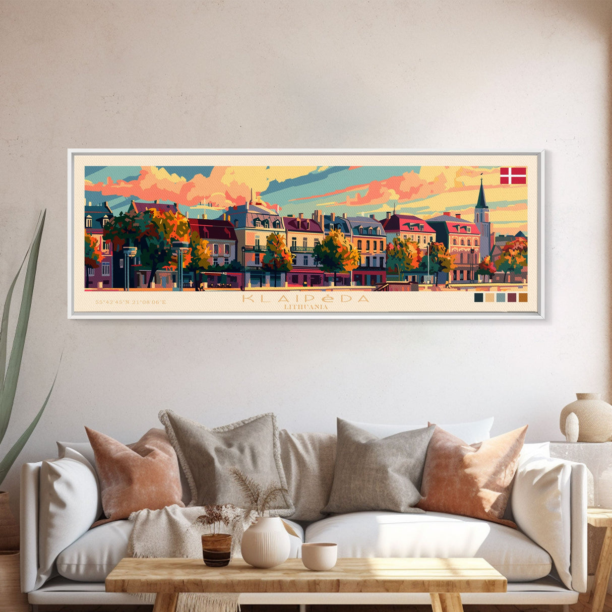 Klaipda Lithuania Wall Art, Panoramic Travel Poster, Panoramic Framed Canvas Print, City Wall Art, Wall Hanging Home Decor, Travel Art