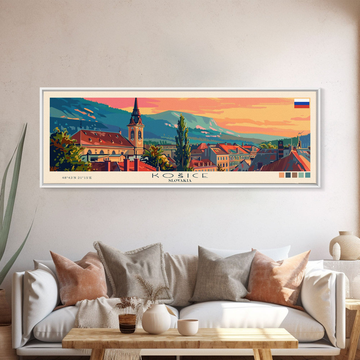 Kosice Slovakia Travel Art, City Art, Framed Canvas Print or Metal Wall Art, Europe Travel Poster, Panoramic Wall Art, Extra Wide Wall Art