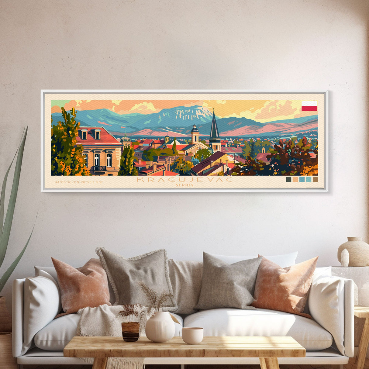 Kragujevac Serbia Travel Print Wall Art, Panoramic City Art, Travel Art, Wall Decor, Vacation Gift, Framed Canvas Print Or Metal Art