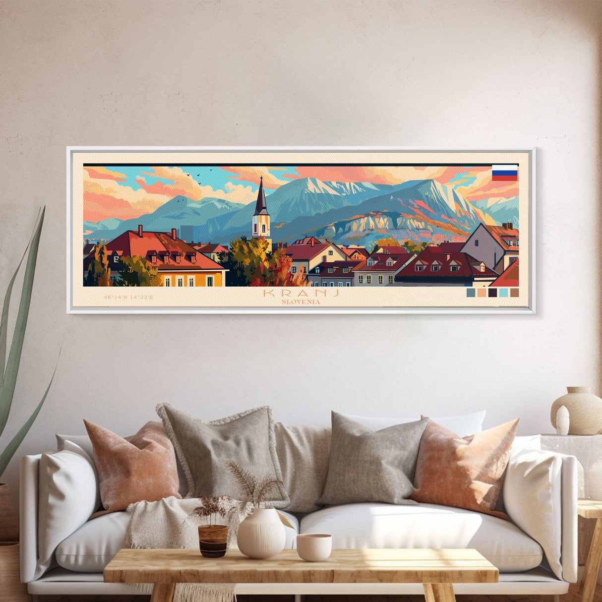 Kranj Slovenia Wall Art, Panoramic Travel Poster, Panoramic Framed Canvas Print, City Wall Art, Wall Hanging Home Decor, Travel Art