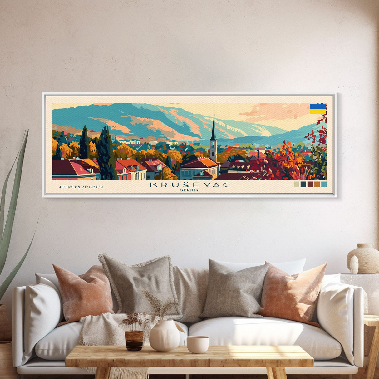 Kruševac Serbia Travel Art, City Art, Framed Canvas Print or Metal Wall Art, Europe Travel Poster, Panoramic Wall Art, Extra Wide Wall Art