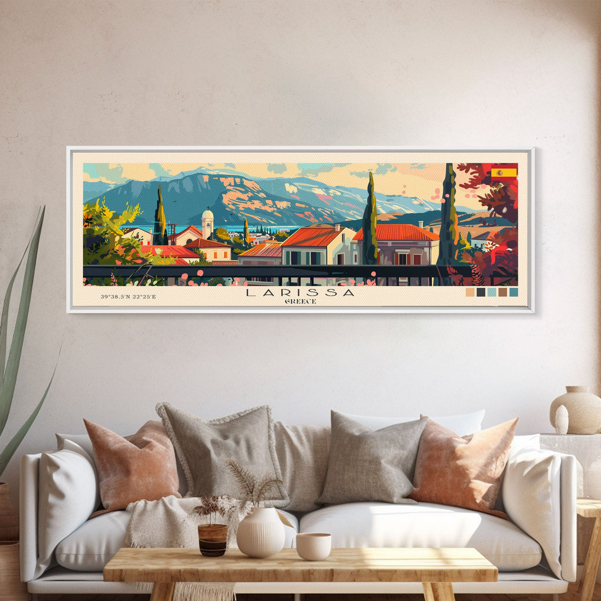 Larissa Greece Travel Print Wall Art, Panoramic City Art, Travel Art, Wall Decor, Vacation Gift, Framed Canvas Print Or Metal Art