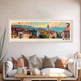 Ljubljana Slovenia Wall Art, Panoramic Travel Poster, Panoramic Framed Canvas Print, City Wall Art, Wall Hanging Home Decor, Travel Art