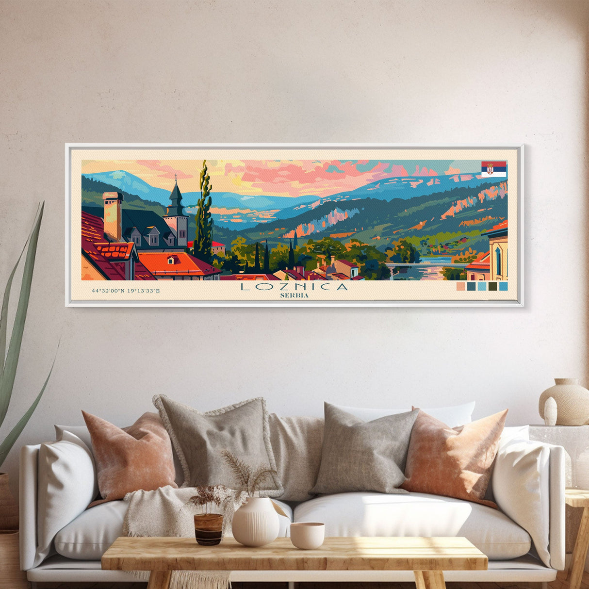 Loznica Serbia Wall Art, Panoramic Travel Poster, Panoramic Framed Canvas Print, City Wall Art, Wall Hanging Home Decor, Travel Art