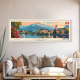 Lucerne Switzerland Travel Art, City Art, Framed Canvas Print or Metal Wall Art, Europe Travel Poster, Panoramic Wall Art, Extra Wide Wall Art