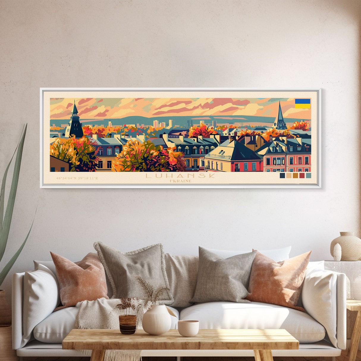 Luhansk Ukraine Wall Art, Panoramic Travel Poster, Panoramic Framed Canvas Print, City Wall Art, Wall Hanging Home Decor, Travel Art