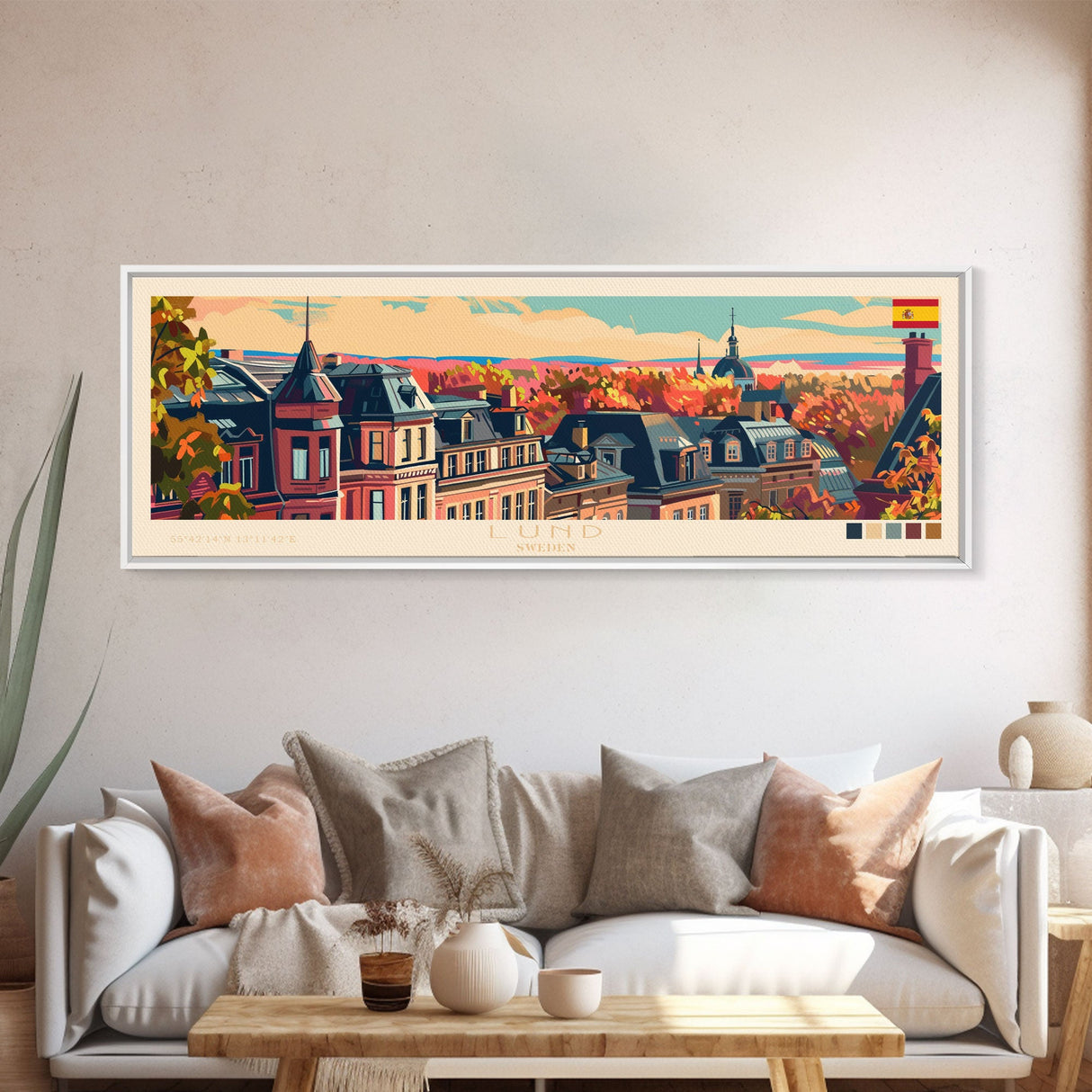 Lund Sweden Travel Print Wall Art, Panoramic City Art, Travel Art, Wall Decor, Vacation Gift, Framed Canvas Print Or Metal Art