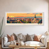 Madrid Spain Panoramic Travel Poster, Framed Canvas Print or Metal Wall Art, Travel Art, Home Decor, Panoramic Painting, Midcentury Art