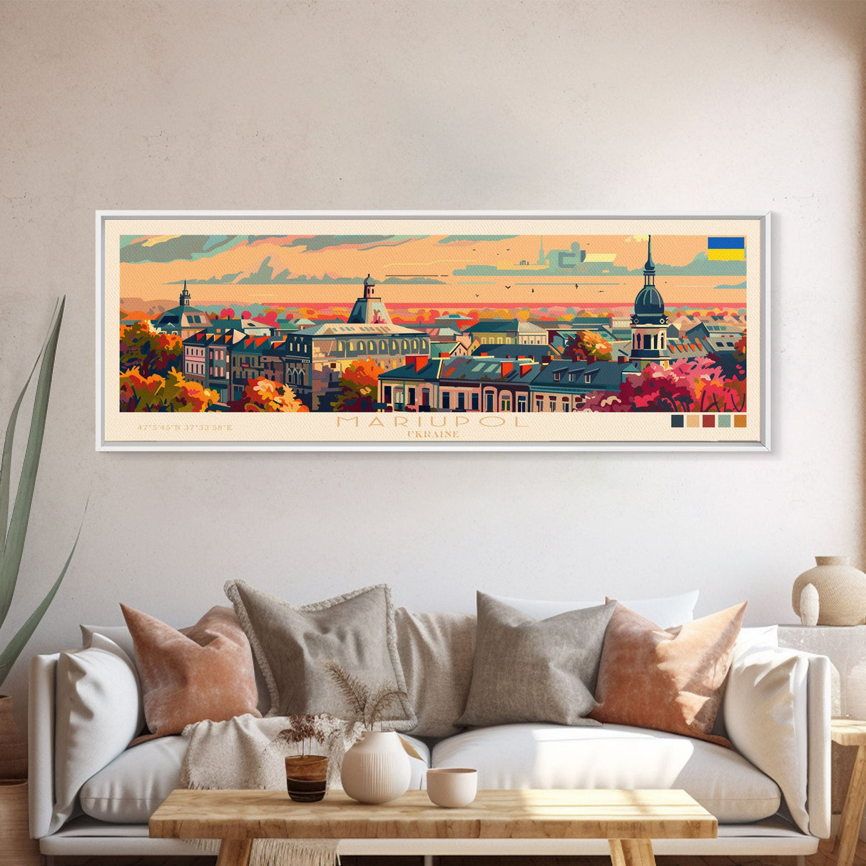 Mariupol Ukraine Wall Art, Panoramic Travel Poster, Panoramic Framed Canvas Print, City Wall Art, Wall Hanging Home Decor, Travel Art