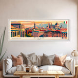 Milan Italy Panoramic Travel Poster, Framed Canvas Print or Metal Wall Art, Travel Art, Home Decor, Panoramic Painting, Midcentury Art