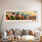 Narva Estonia Panoramic Travel Poster, Framed Canvas Print or Metal Wall Art, Travel Art, Home Decor, Panoramic Painting, Midcentury Art