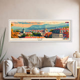 Niš Serbia Panoramic Travel Poster, Framed Canvas Print or Metal Wall Art, Travel Art, Home Decor, Panoramic Painting, Midcentury Art