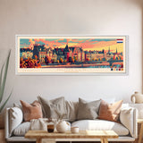 Nijmegen Netherlands Panoramic Travel Poster, Framed Canvas Print or Metal Wall Art, Travel Art, Home Decor, Panoramic Painting, Midcentury Art