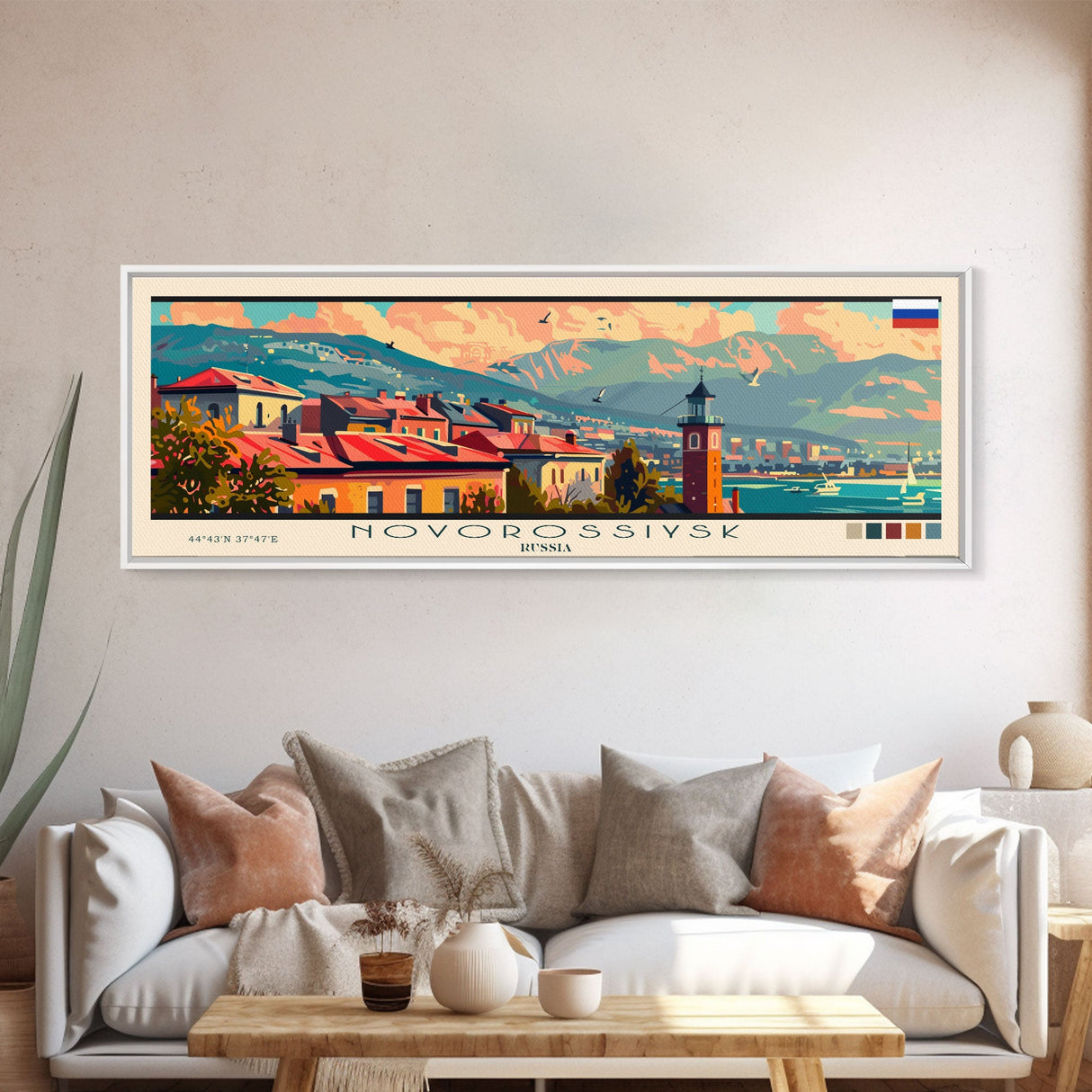 Novorossiysk Russia Wall Art, Panoramic Travel Poster, Panoramic Framed Canvas Print, City Wall Art, Wall Hanging Home Decor, Travel Art