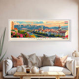 Nyiregyhaza Hungary Panoramic Travel Poster, Framed Canvas Print or Metal Wall Art, Travel Art, Home Decor, Panoramic Painting, Midcentury Art