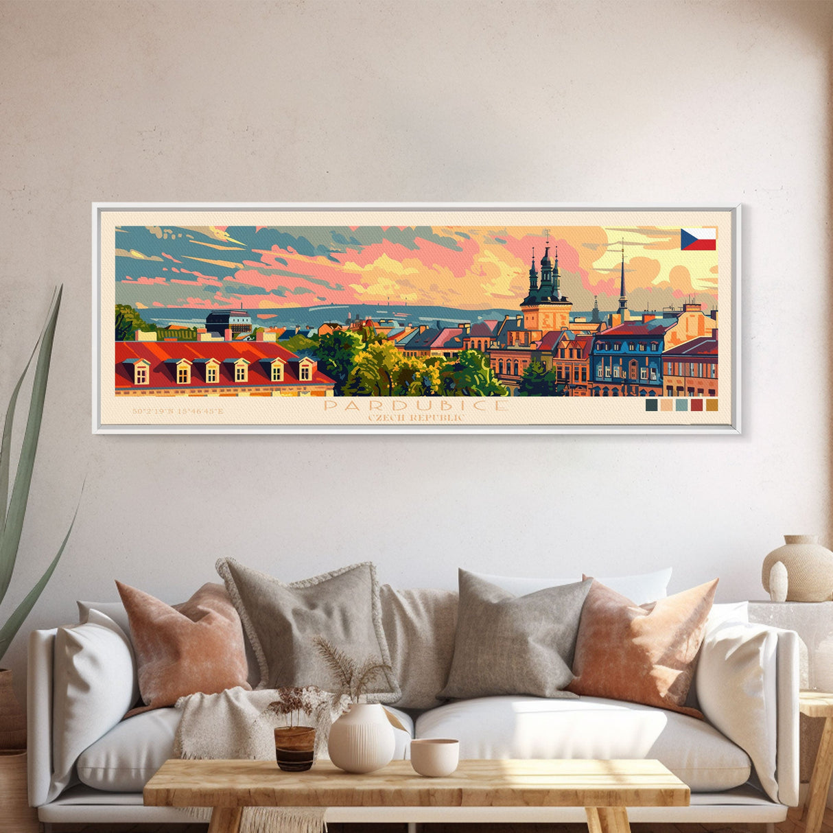 Pardubice Czech Republic Travel Art, City Art, Framed Canvas Print or Metal Wall Art, Europe Travel Poster, Panoramic Wall Art, Extra Wide Wall Art