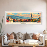 Plzen Czech Republic Wall Art, Panoramic Travel Poster, Panoramic Framed Canvas Print, City Wall Art, Wall Hanging Home Decor, Travel Art