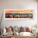 Podolsk Russia Panoramic Travel Poster, Framed Canvas Print or Metal Wall Art, Travel Art, Home Decor, Panoramic Painting, Midcentury Art