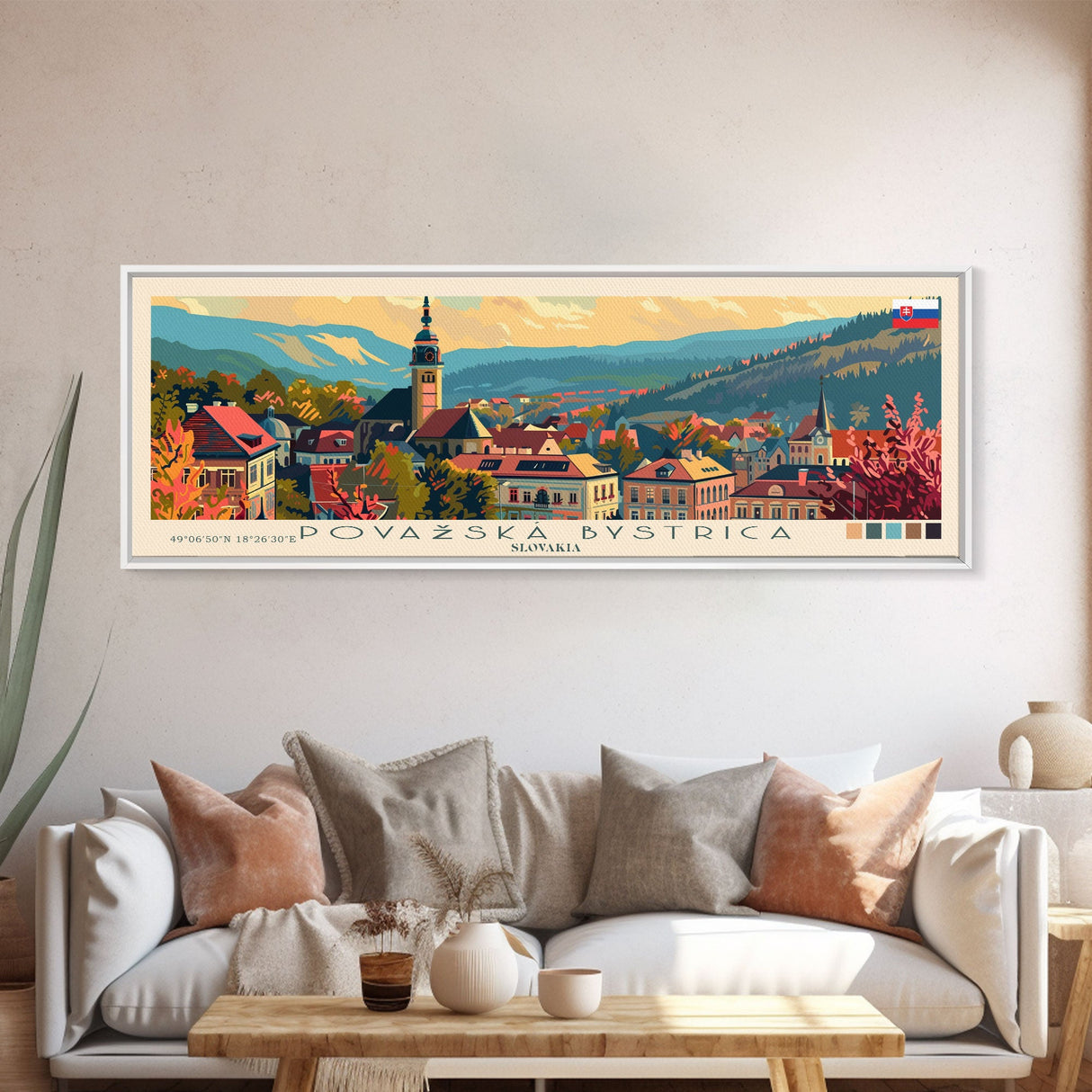 Povazska Bystrica Slovakia Travel Print Wall Art, Panoramic City Art, Travel Art, Wall Decor, Vacation Gift, Framed Canvas Print Or Metal Art