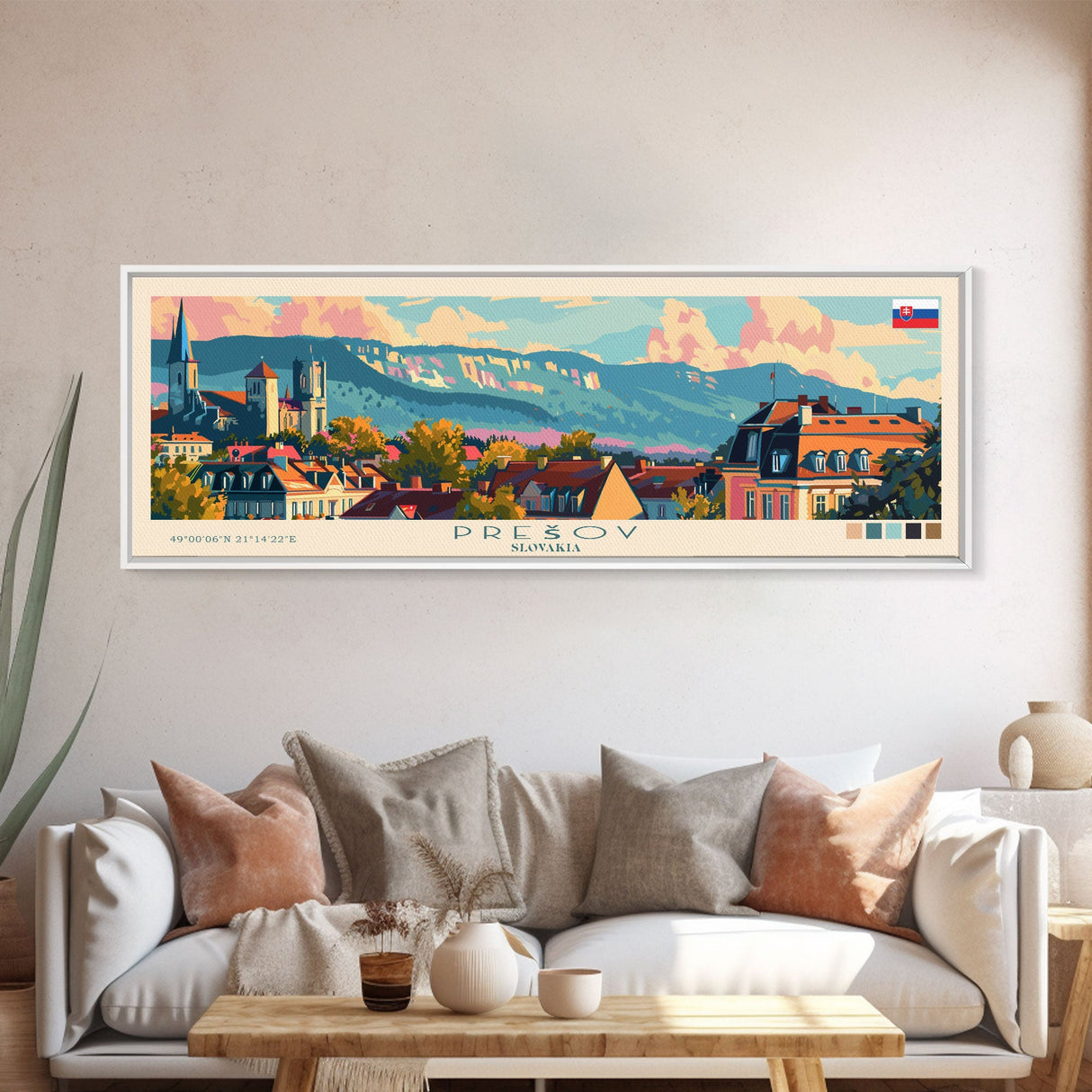 Prešov Slovakia Wall Art, Panoramic Travel Poster, Panoramic Framed Canvas Print, City Wall Art, Wall Hanging Home Decor, Travel Art