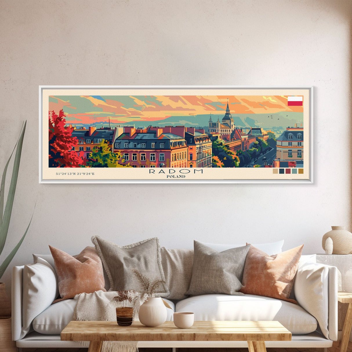 Radom Poland Travel Print Wall Art, Panoramic City Art, Travel Art, Wall Decor, Vacation Gift, Framed Canvas Print Or Metal Art