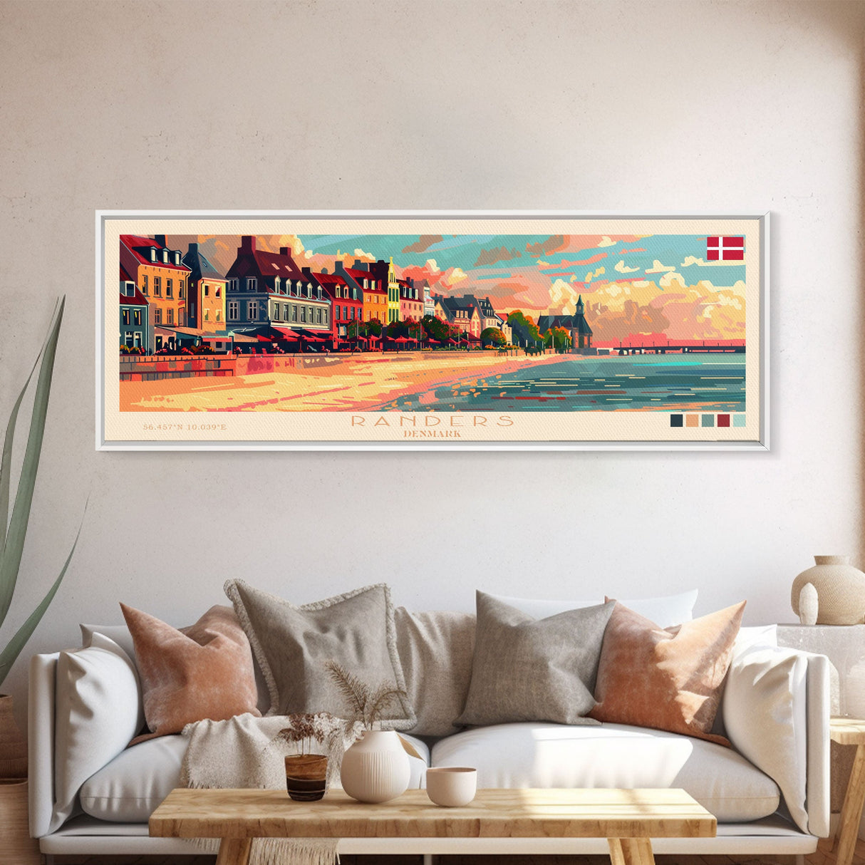 Randers Denmark Travel Art, City Art, Framed Canvas Print or Metal Wall Art, Europe Travel Poster, Panoramic Wall Art, Extra Wide Wall Art