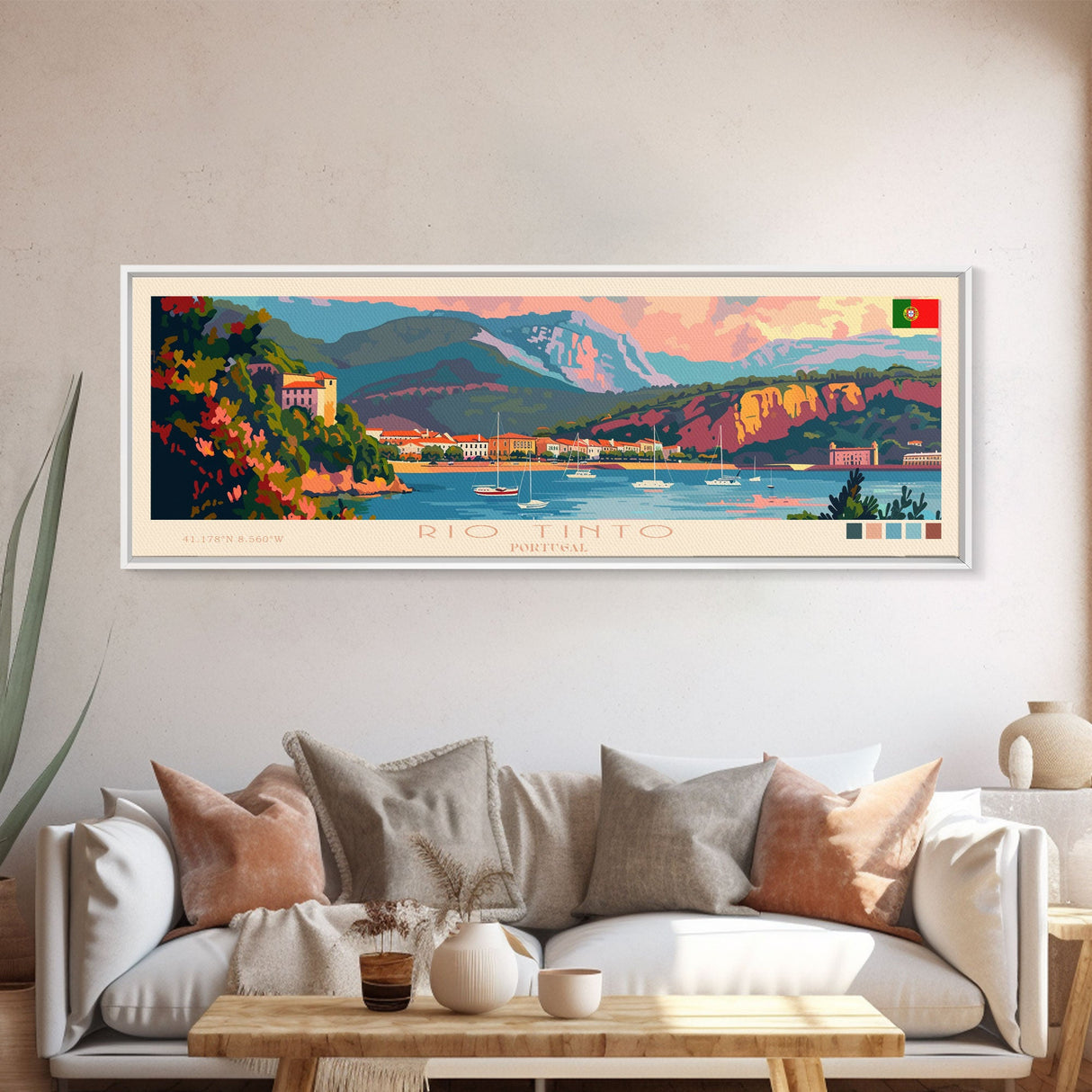 Rio Tinto Panoramic Travel Poster, Framed Canvas Print or Metal Wall Art, Travel Art, Home Decor, Panoramic Painting, Midcentury Art