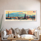 Saint Etienne France Panoramic Travel Poster, Framed Canvas Print or Metal Wall Art, Travel Art, Home Decor, Panoramic Painting, Midcentury Art