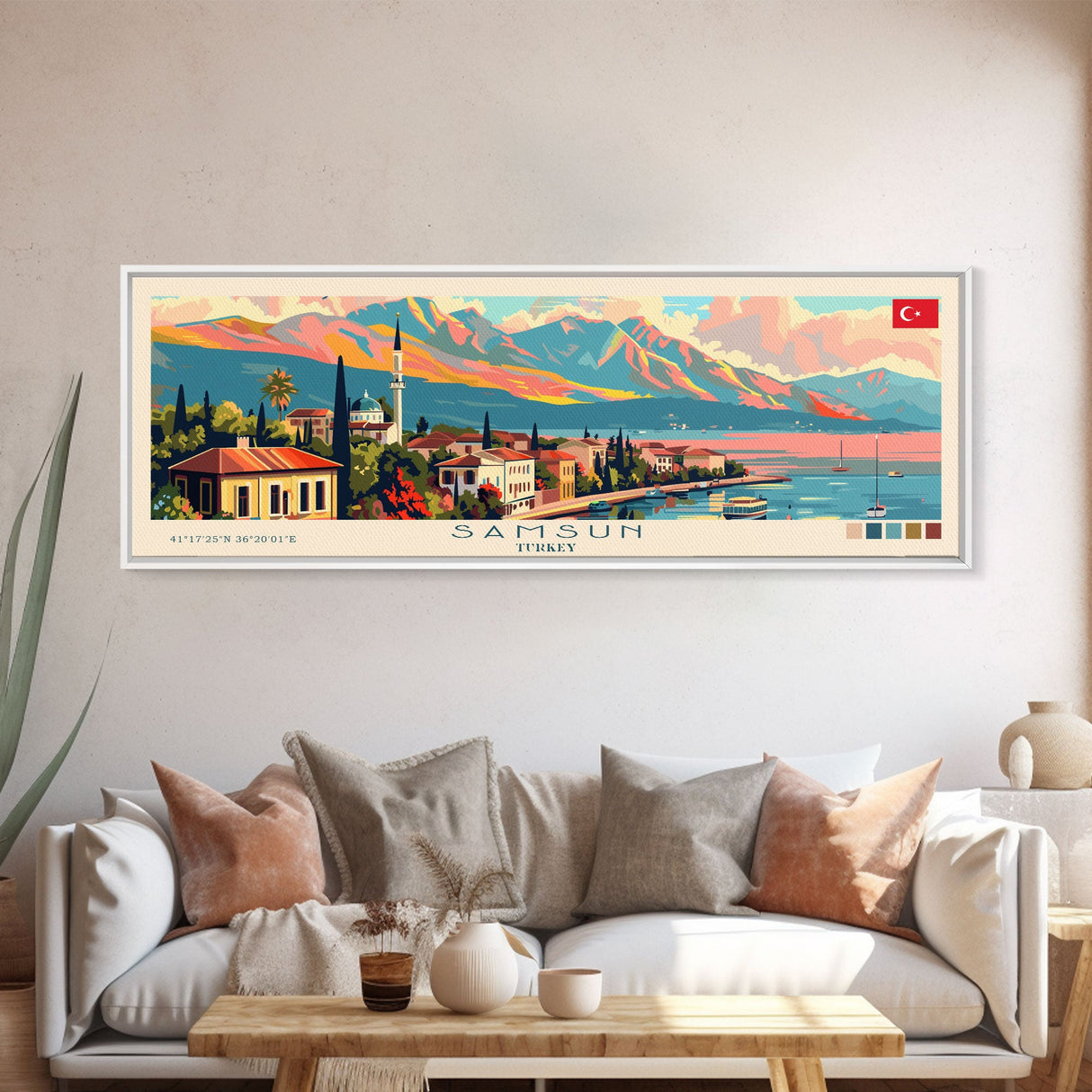 Samsun Turkey Travel Print Wall Art, Panoramic City Art, Travel Art, Wall Decor, Vacation Gift, Framed Canvas Print Or Metal Art