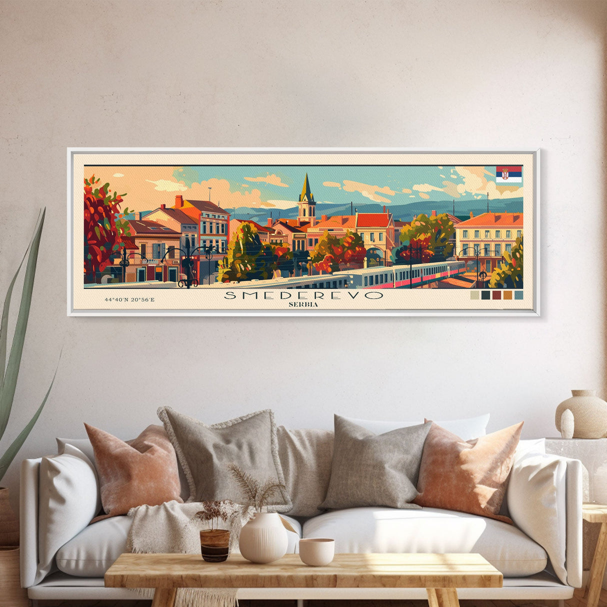 Smederevo Serbia Travel Print Wall Art, Panoramic City Art, Travel Art, Wall Decor, Vacation Gift, Framed Canvas Print Or Metal Art