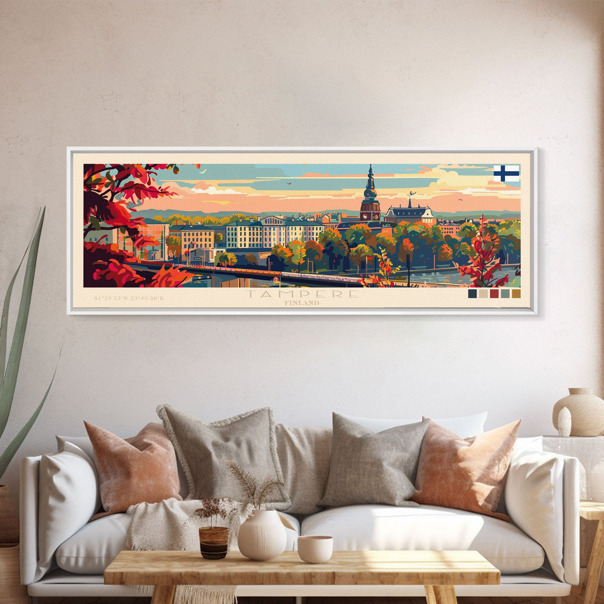 Tampere Finland Travel Print Wall Art, Panoramic City Art, Travel Art, Wall Decor, Vacation Gift, Framed Canvas Print Or Metal Art