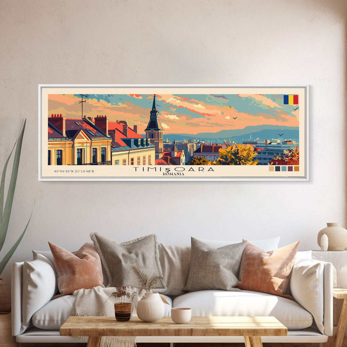 Timisoara Romania Travel Print Wall Art, Panoramic City Art, Travel Art, Wall Decor, Vacation Gift, Framed Canvas Print Or Metal Art