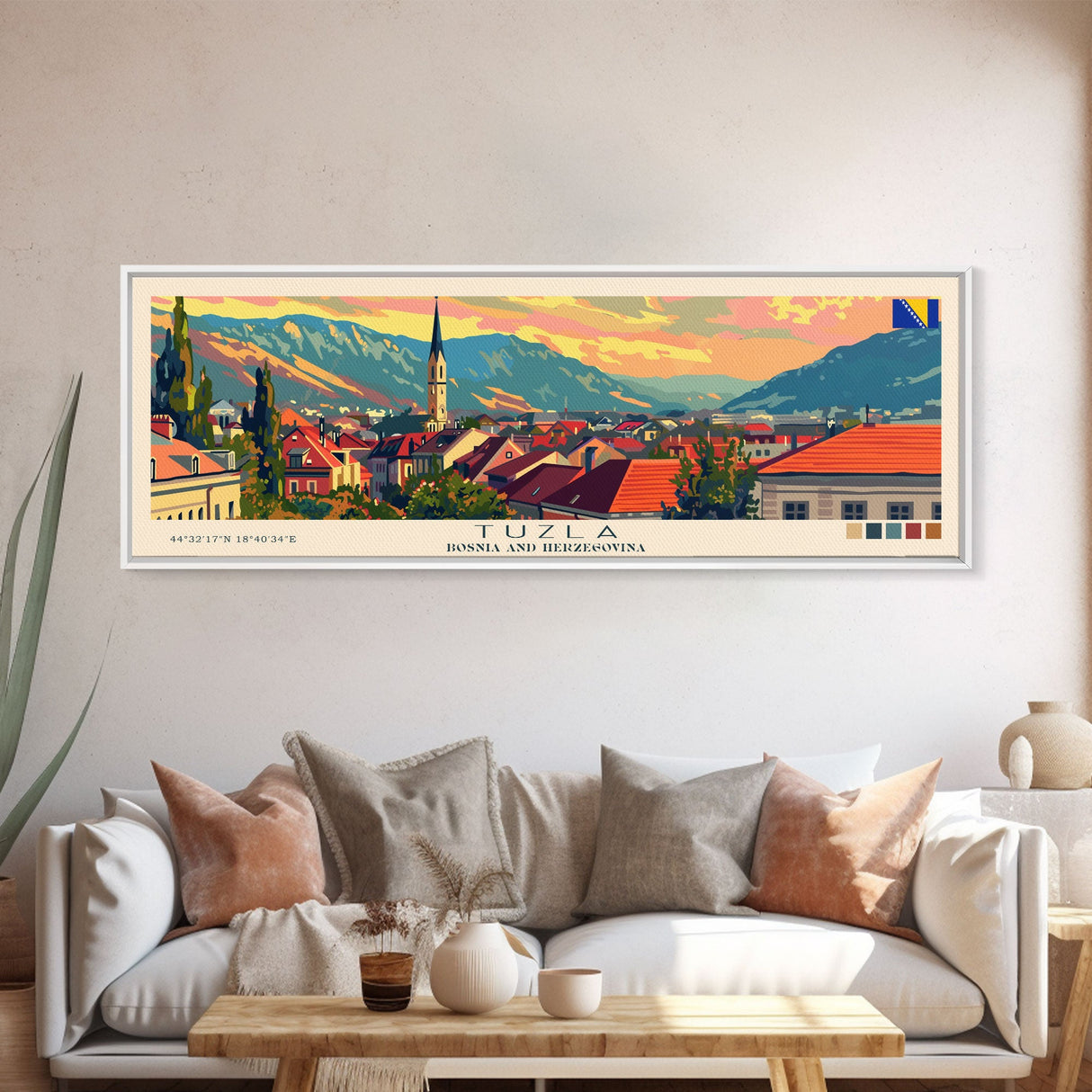 Tuzla Bosnia Travel Print Wall Art, Panoramic City Art, Travel Art, Wall Decor, Vacation Gift, Framed Canvas Print Or Metal Art