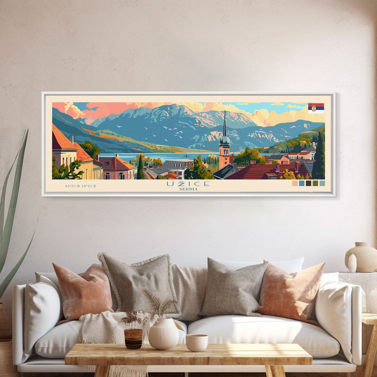 Užice Serbia Travel Print Wall Art, Panoramic City Art, Travel Art, Wall Decor, Vacation Gift, Framed Canvas Print Or Metal Art