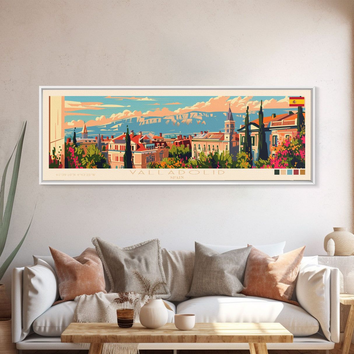 Valladolid Spain Wall Art, Panoramic Travel Poster, Panoramic Framed Canvas Print, City Wall Art, Wall Hanging Home Decor, Travel Art