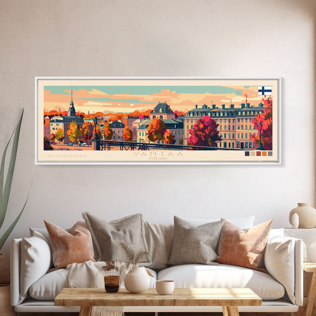 Vantaa Finland Travel Art, City Art, Framed Canvas Print or Metal Wall Art, Europe Travel Poster, Panoramic Wall Art, Extra Wide Wall Art