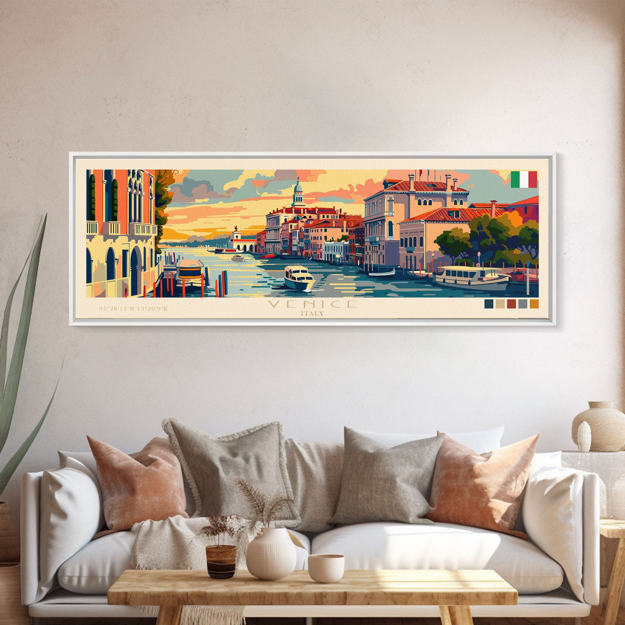 Venice Italy Travel Print Wall Art, Panoramic City Art, Travel Art, Wall Decor, Vacation Gift, Framed Canvas Print Or Metal Art