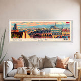 Vienna Austria Panoramic Travel Poster, Framed Canvas Print or Metal Wall Art, Travel Art, Home Decor, Panoramic Painting, Midcentury Art