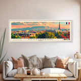 Villeurbanne France Panoramic Travel Poster, Framed Canvas Print or Metal Wall Art, Travel Art, Home Decor, Panoramic Painting, Midcentury Art