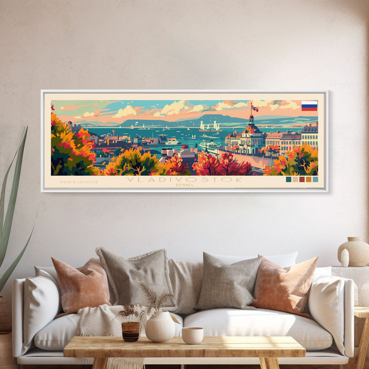 Vladivostok Russia Travel Print Wall Art, Panoramic City Art, Travel Art, Wall Decor, Vacation Gift, Framed Canvas Print Or Metal Art