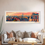 Warsaw Poland Travel Art, City Art, Framed Canvas Print or Metal Wall Art, Europe Travel Poster, Panoramic Wall Art, Extra Wide Wall Art