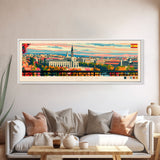 Zaragoza Spain Wall Art, Panoramic Travel Poster, Panoramic Framed Canvas Print, City Wall Art, Wall Hanging Home Decor, Travel Art