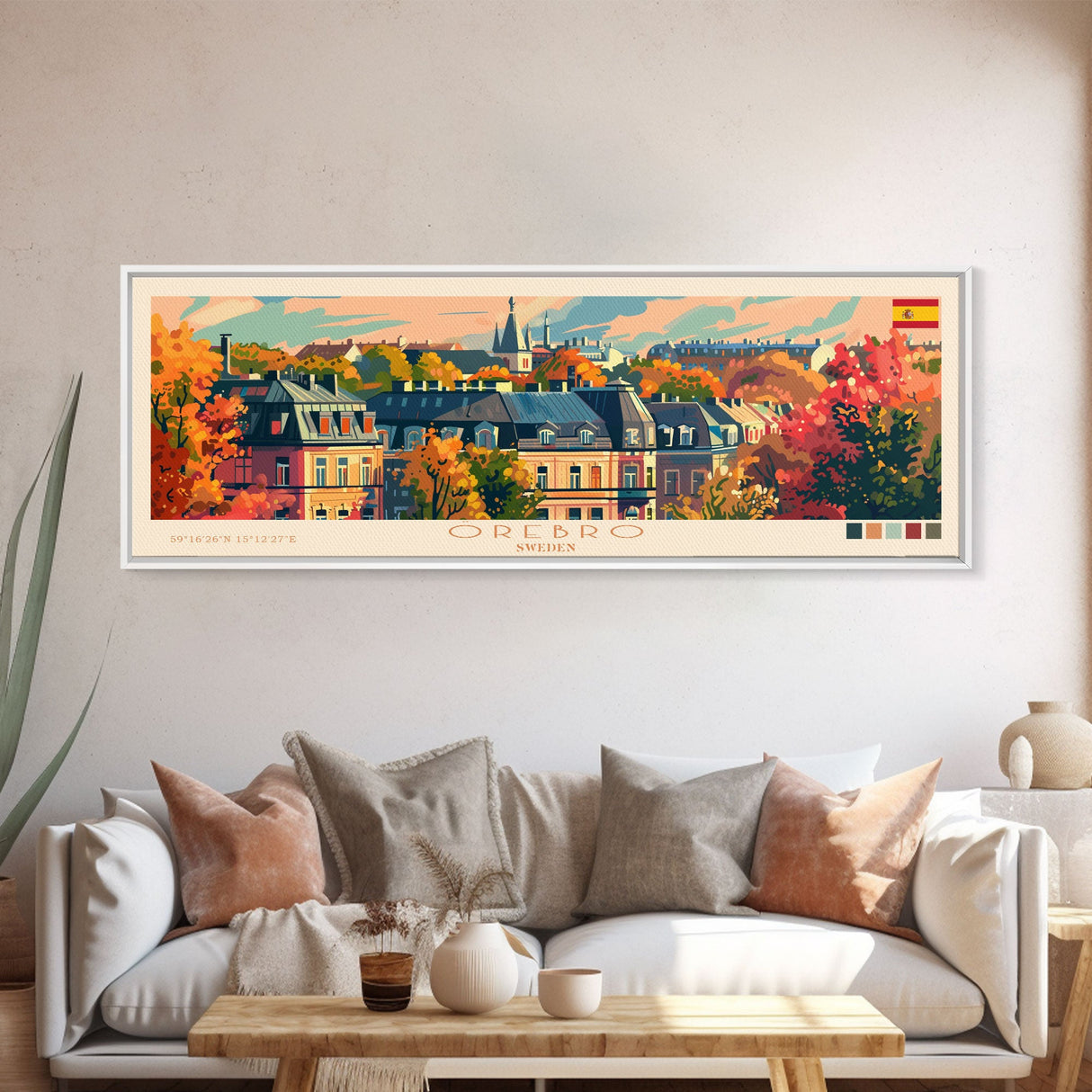 Orebro Sweden Travel Art, City Art, Framed Canvas Print or Metal Wall Art, Europe Travel Poster, Panoramic Wall Art, Extra Wide Wall Art