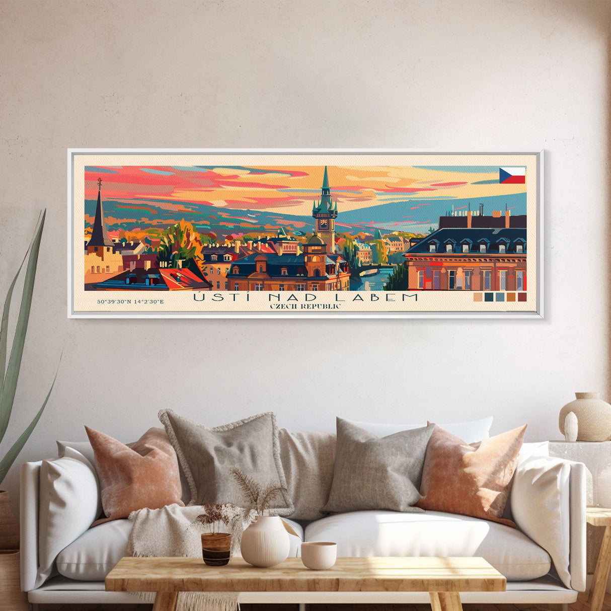 ÚstÍ nad Labem Czech Republic Wall Art, Panoramic Travel Poster, Panoramic Framed Canvas Print, City Wall Art, Wall Hanging Home Decor, Travel Art